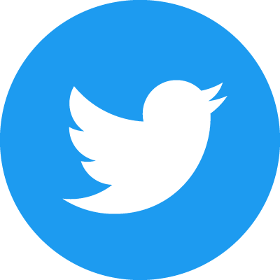 Twitter logo that is a blue circle with a white bird inside